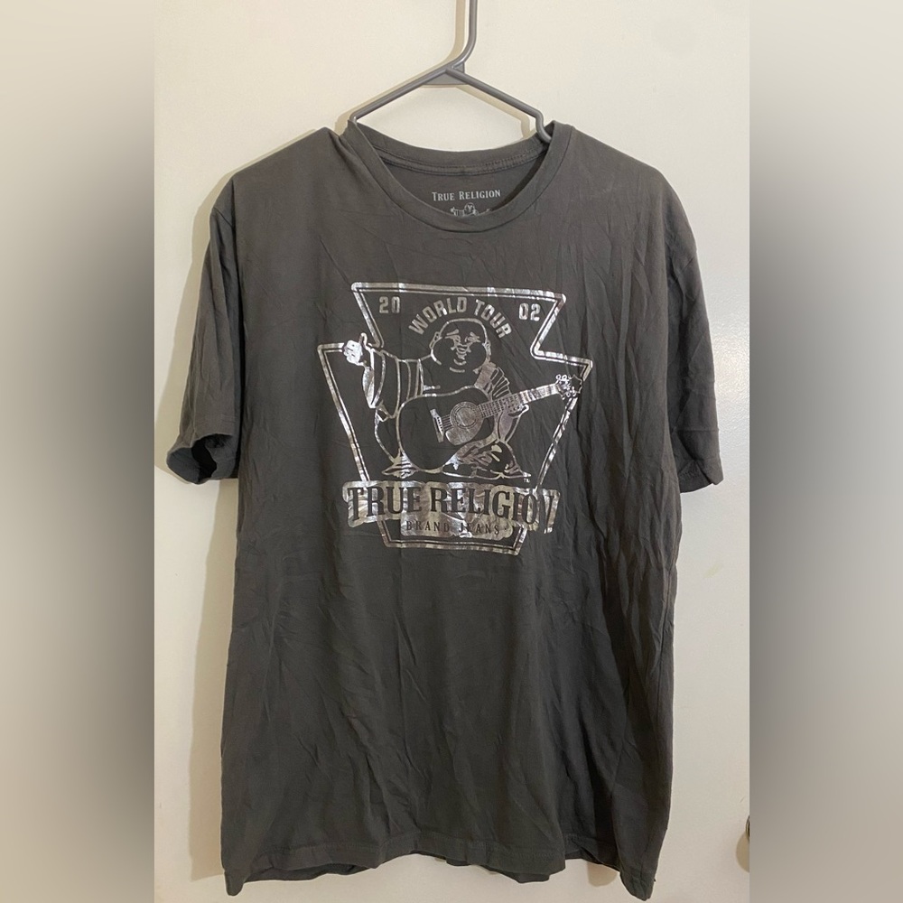 True Religion Tee - Grey and Metallic Size large